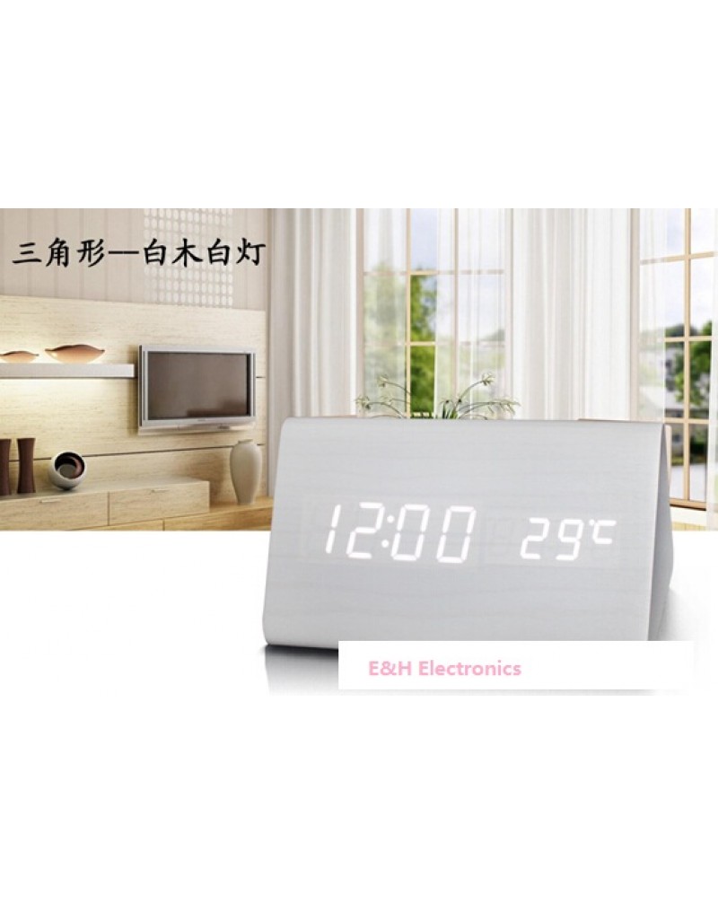 Sounds Control Alarm Clocks, Thermometer LED Digital Clock,Wood wooden Big Numbers Table Clock, Desktop Clock