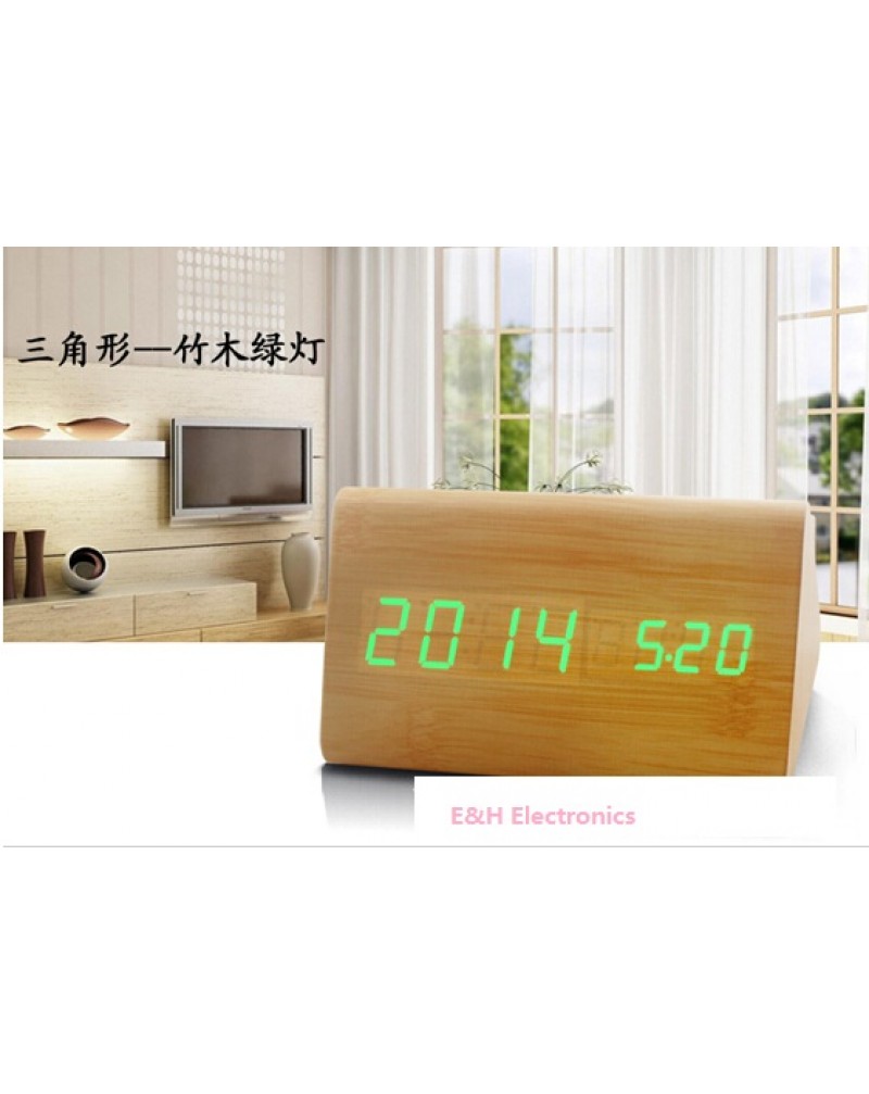 Sounds Control Alarm Clocks, Thermometer LED Digital Clock,Wood wooden Big Numbers Table Clock, Desktop Clock