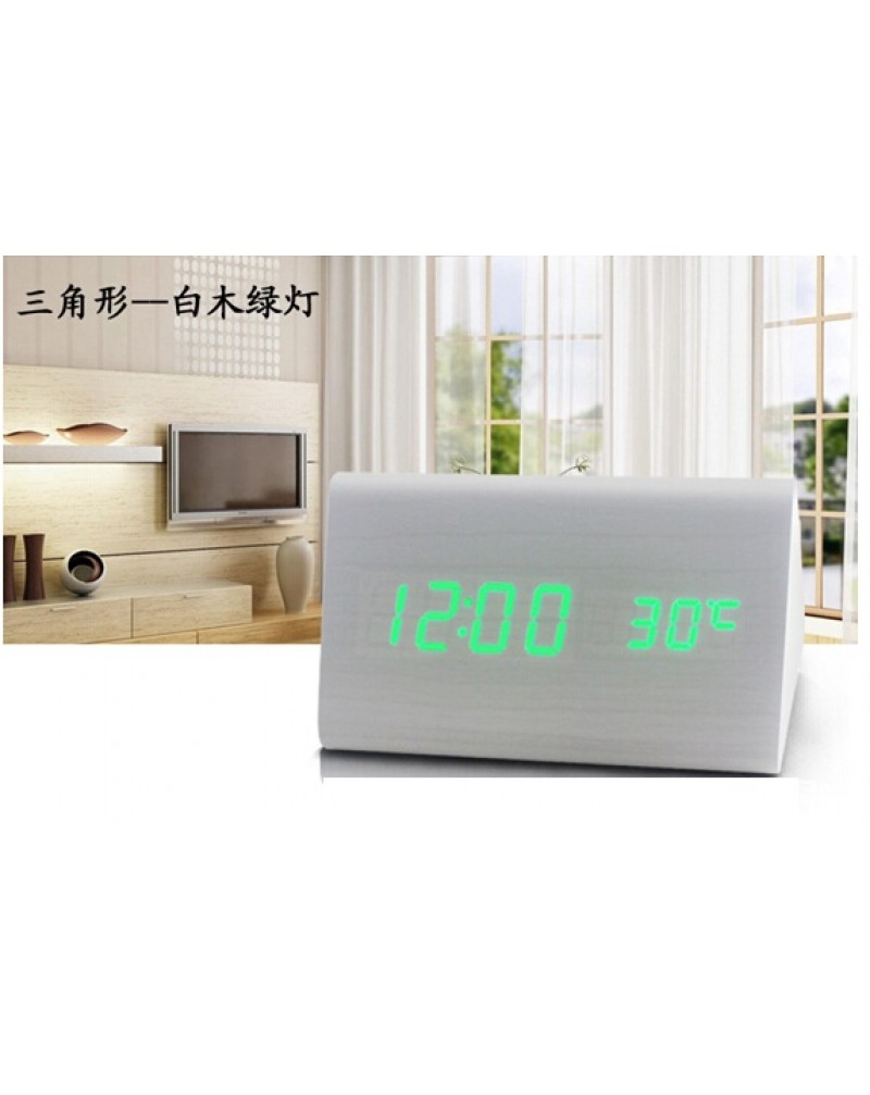 Sounds Control Alarm Clocks, Thermometer LED Digital Clock,Wood wooden Big Numbers Table Clock, Desktop Clock