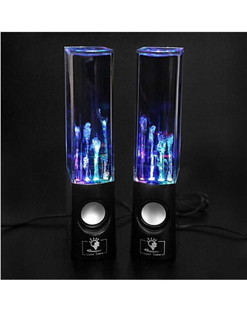 USB LED Light Dancing Water Hi-Fi stereo Speaker Music for PC Laptop MP3 Phone (Black)