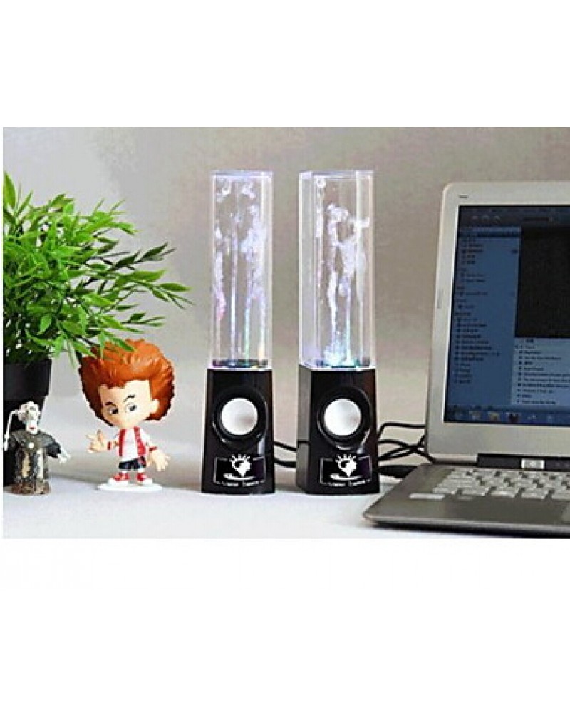 USB LED Light Dancing Water Hi-Fi stereo Speaker Music for PC Laptop MP3 Phone (Black)