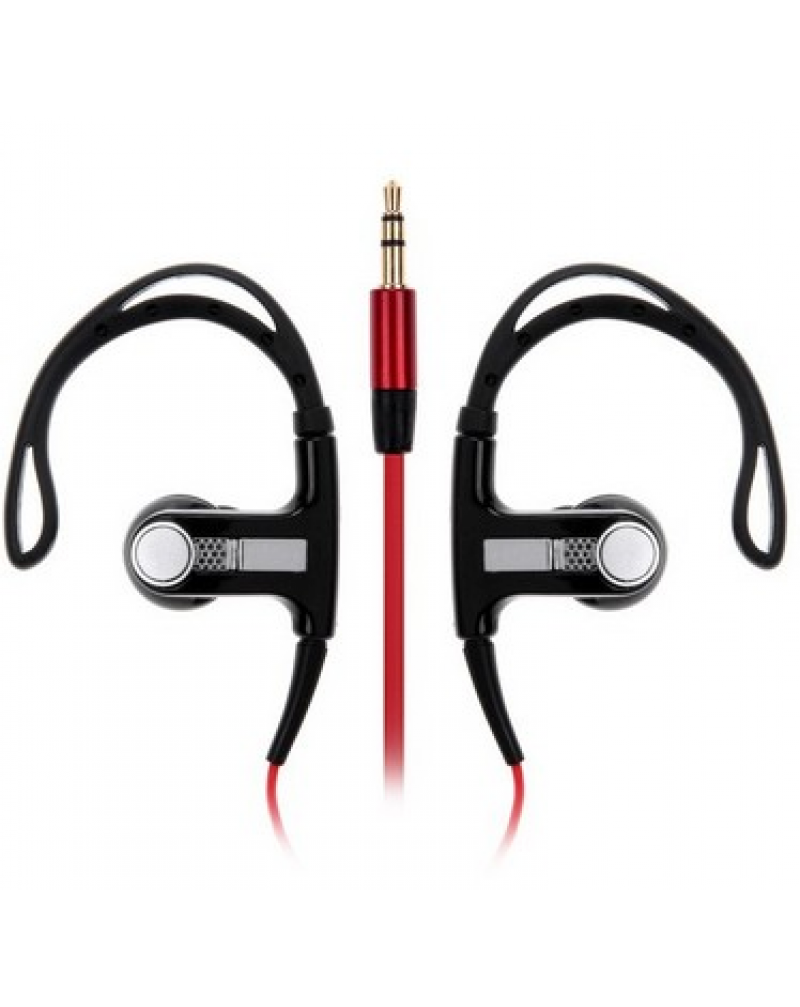 3.5mm Plug Ear Hook In-ear Stereo Earphones - Red