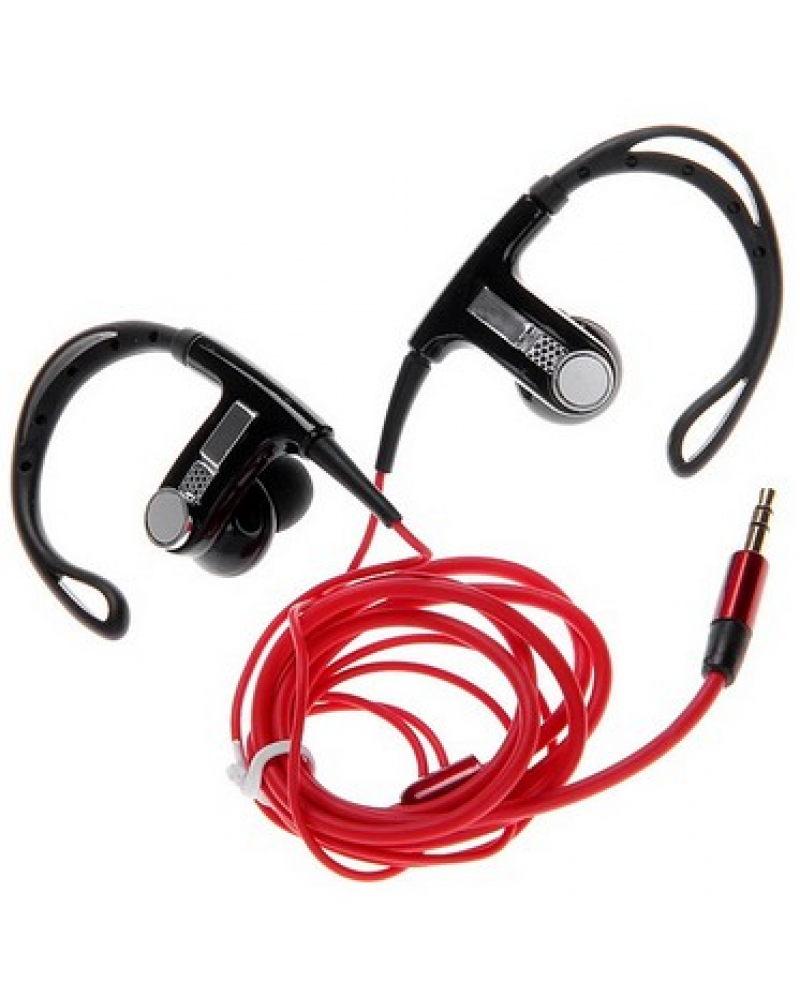 3.5mm Plug Ear Hook In-ear Stereo Earphones - Red