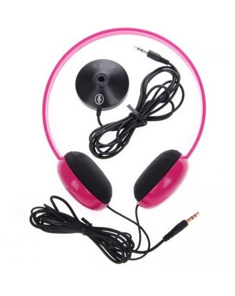 KM-250 Fashion Stereo Headset Headphone w/ Microphone - Rose Red