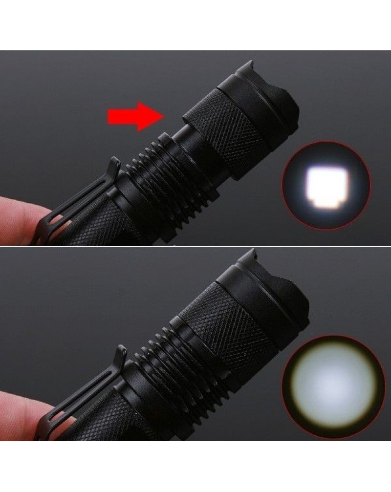 Mini 7W 300LM  Q5 Focus Zoomable 14500 LED Torch Flashlight Electric Lamp