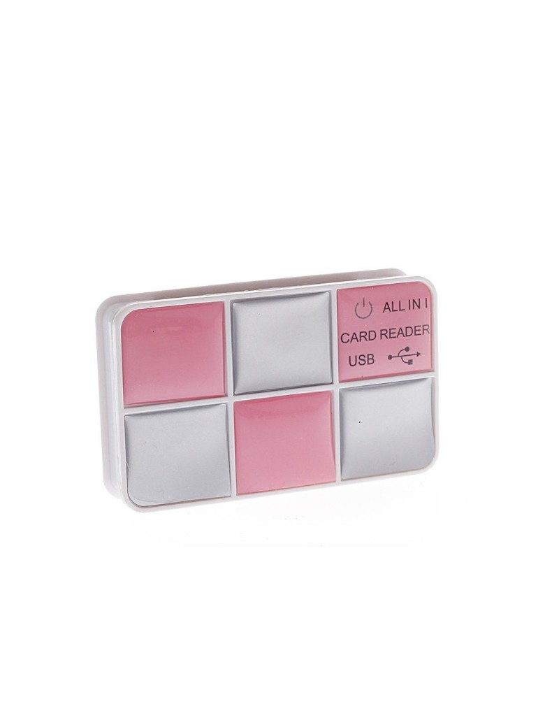 USB 2.0 2.0 Six in One Memory Card Reader Make-up Box Shape Pink