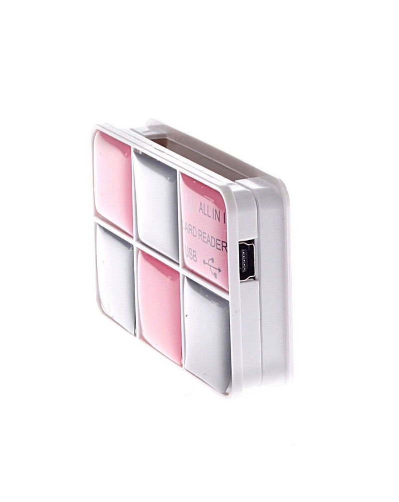 USB 2.0 2.0 Six in One Memory Card Reader Make-up Box Shape Pink