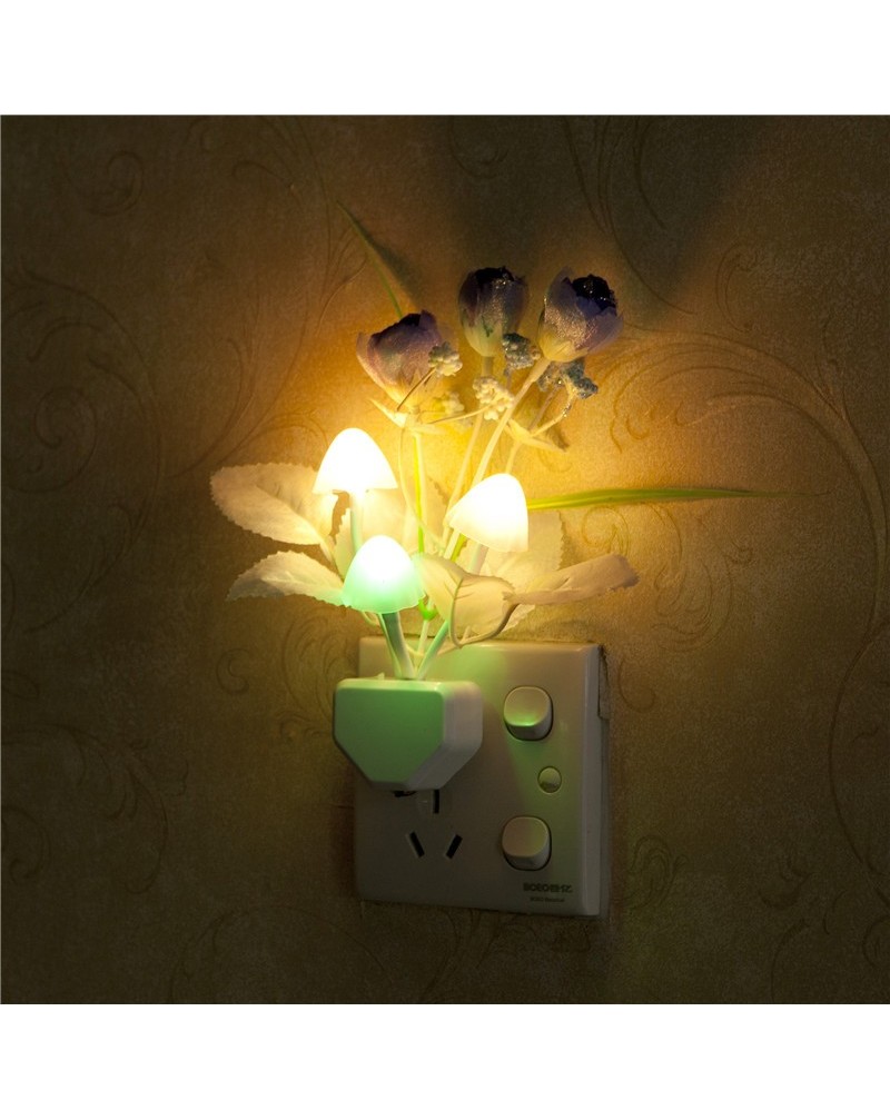 Rose Flower LED Night Light Lamp Mushroom Avatar Wall Lample Free Shipping