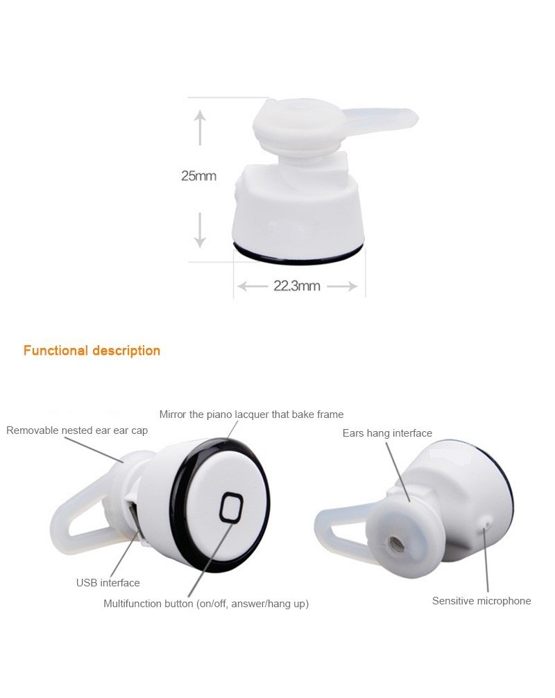 Wireless Bluetooth Headset Mini Monophonic Earphones Handfree Headphone Cell Phones Accessories ES406