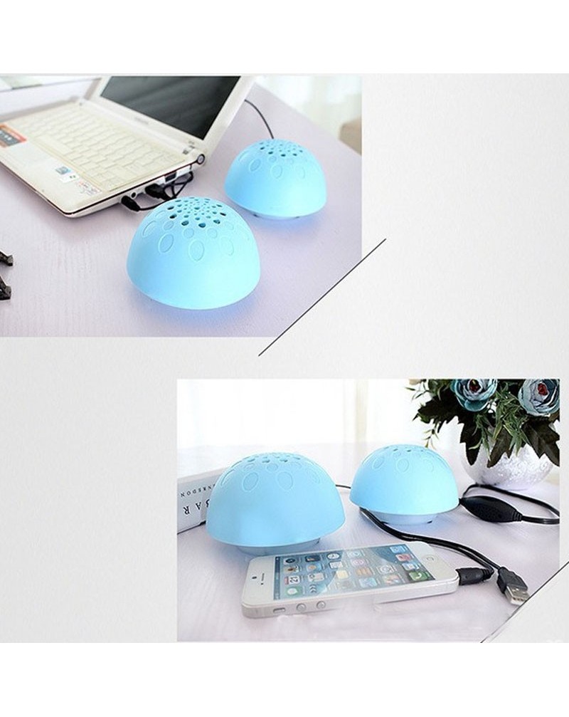 One pair Lovely mini USB mushroom speakers with colorful light for PC  Laptop