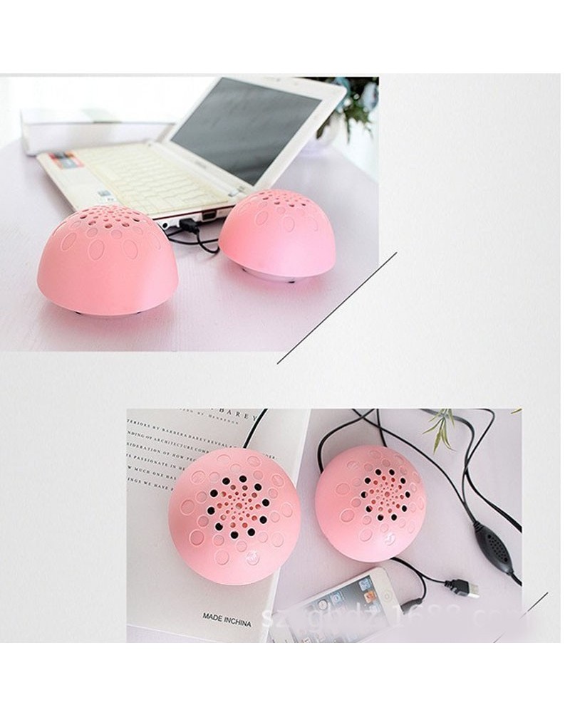 One pair Lovely mini USB mushroom speakers with colorful light for PC  Laptop