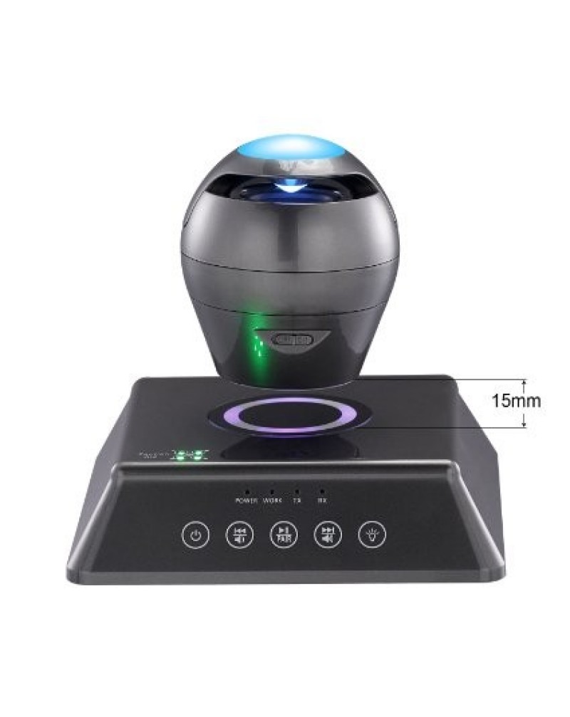 Levitating Maglev Bluetooth V4.0 Portable Wireless Floating Speaker with LED Rotate Ball Rechargeable Touch Controls 3D Stereo for Iphone Android SmartPhones (grey)